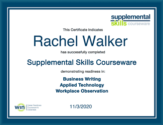 Supplemental Skills Courseware Certificate