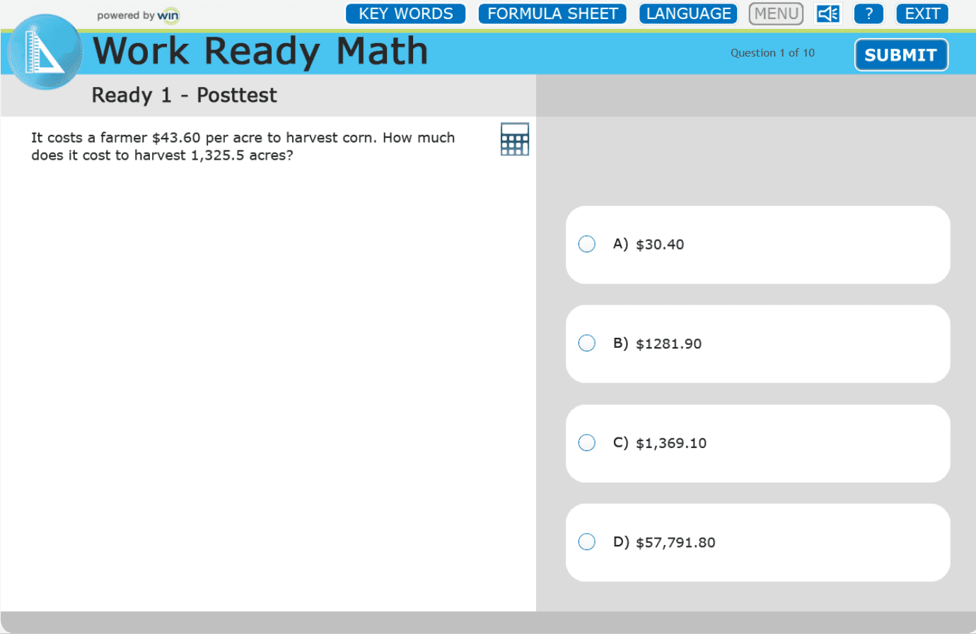 keywords, formula sheet, audo and calculator tools